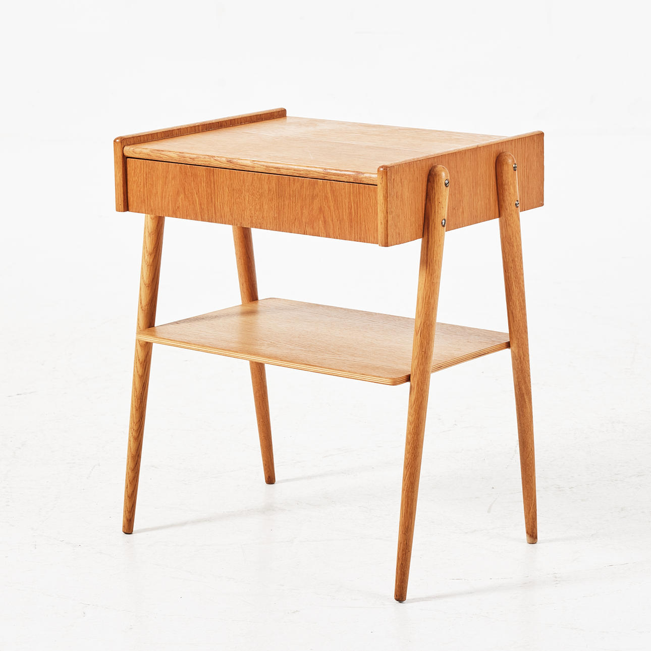 BED TABLE, AB Carlström & Co, teak and beech. 1960s, label marked underneath.