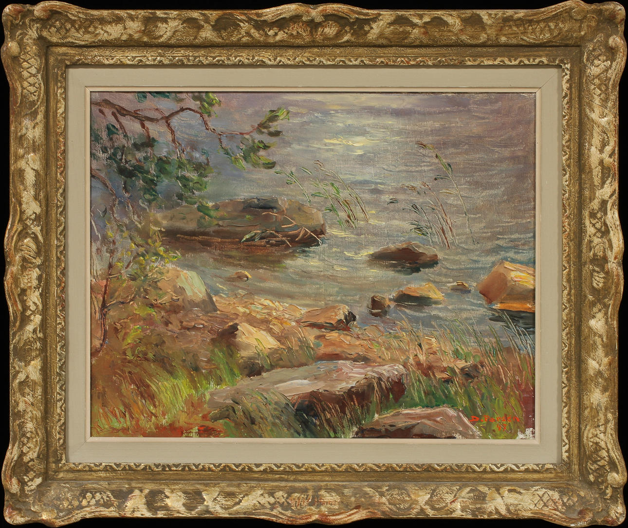 DAVID PARSEN. Sjöstrand, Olja på duk, signerad.