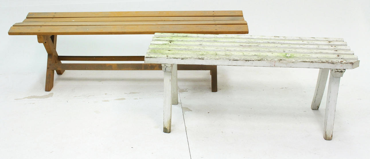 TRÄDGÅRDSBÄNKAR, 2 st. trä.