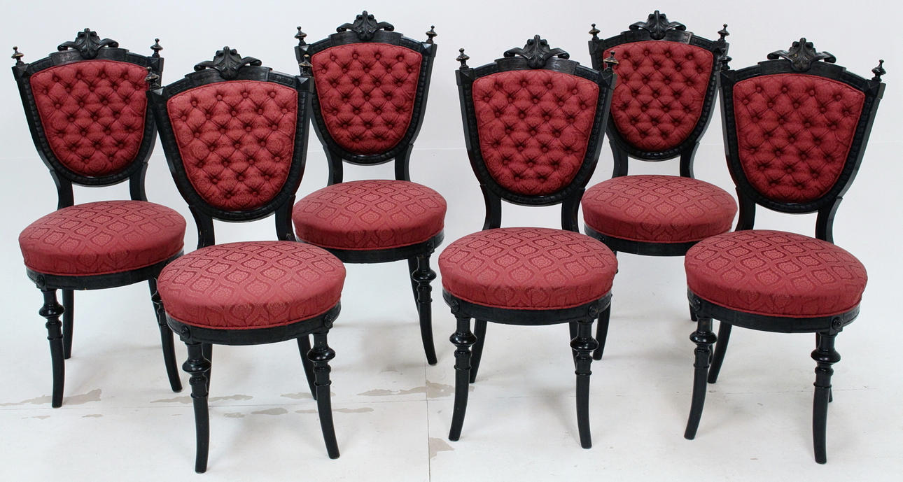 SALONGSGRUPP, 6 stolar, soffa och blombord, nyrenässans.