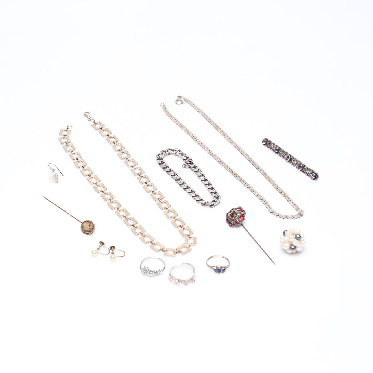 JEWELLERY, mostly silver.