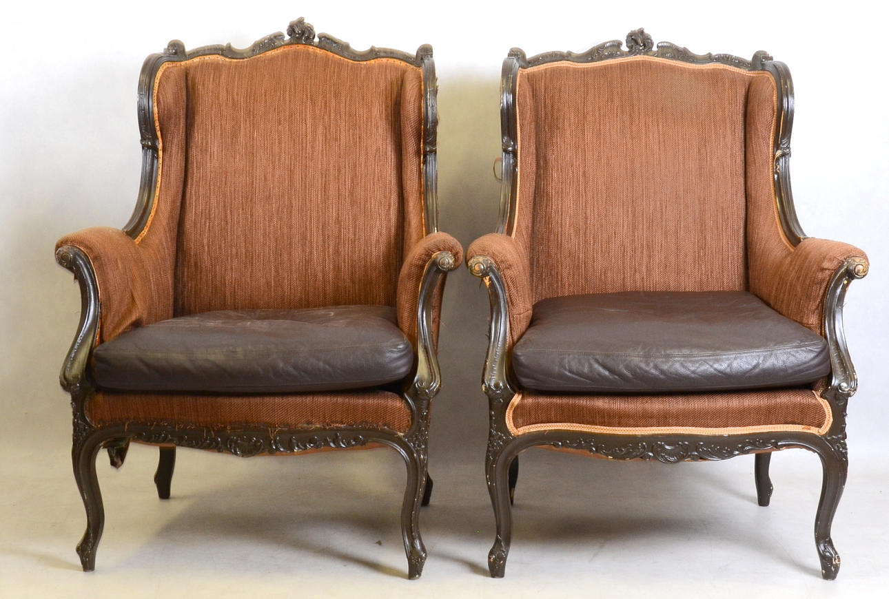 FÅTÖLJER, 1 par, s k "Bergerer", ett par, Louis XV-stil, 1900-talets första hälft.