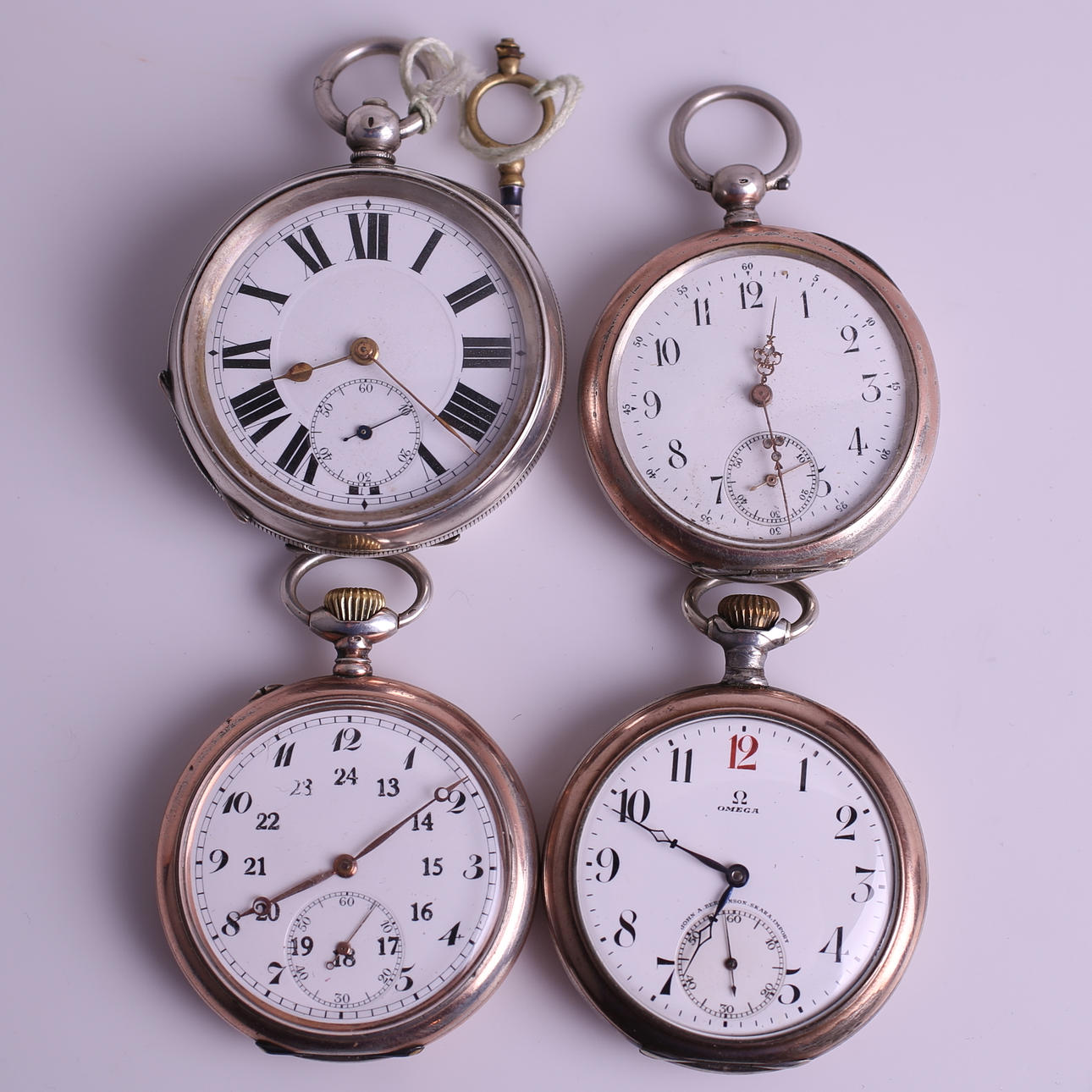 FICKUR, 4 st, omärkt / Galonne / Probus / Omega, 18-/1900-tal.