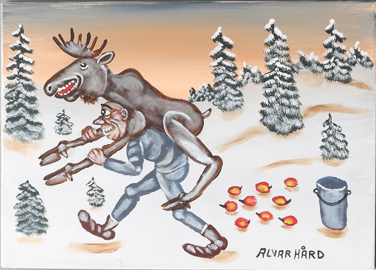 ALVAR HÅRD. "Starke Arvid". Olja på duk, signerad.