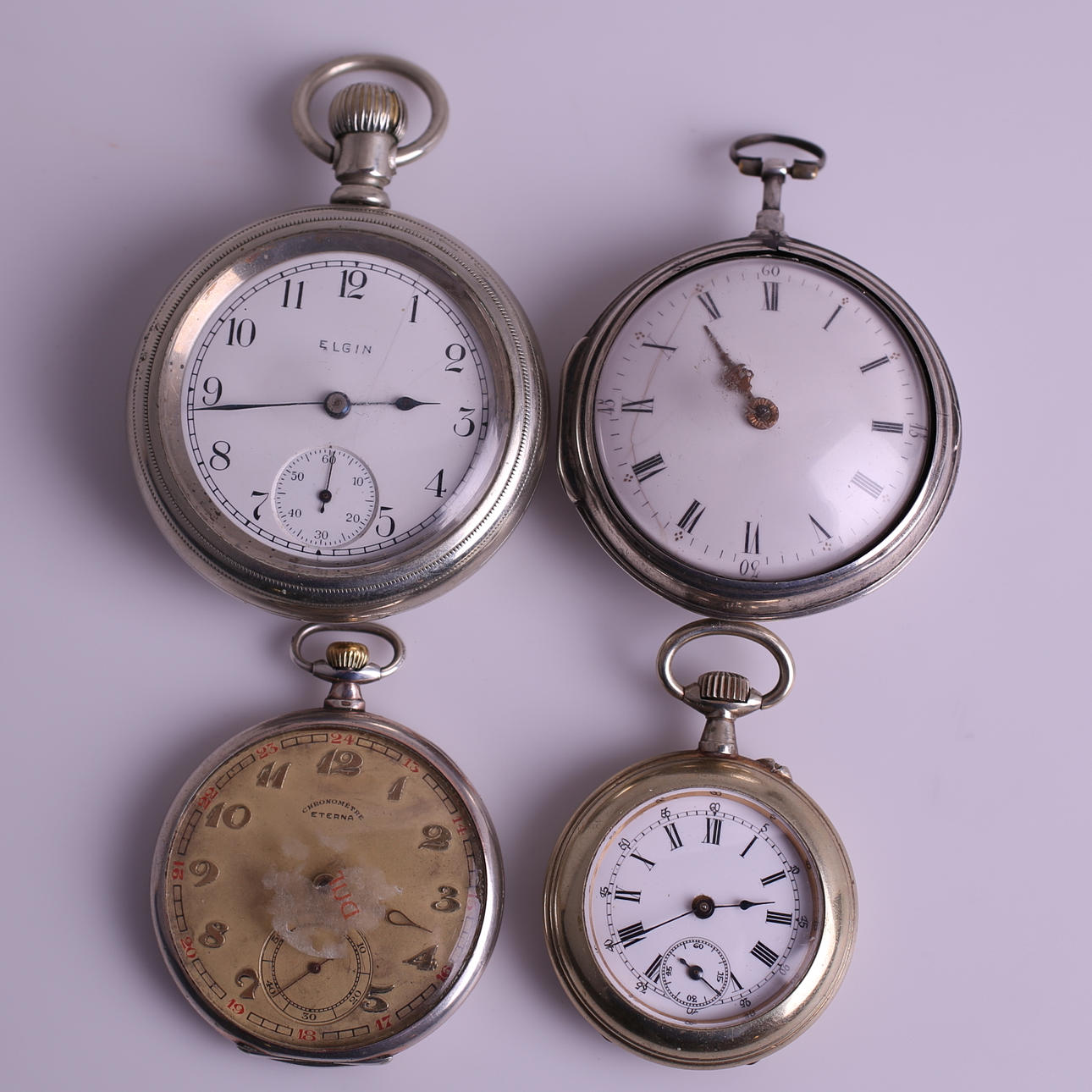 FICKUR, 4 st, Elgin / omärkt / Eterna / omärkt, 18-/1900-tal.