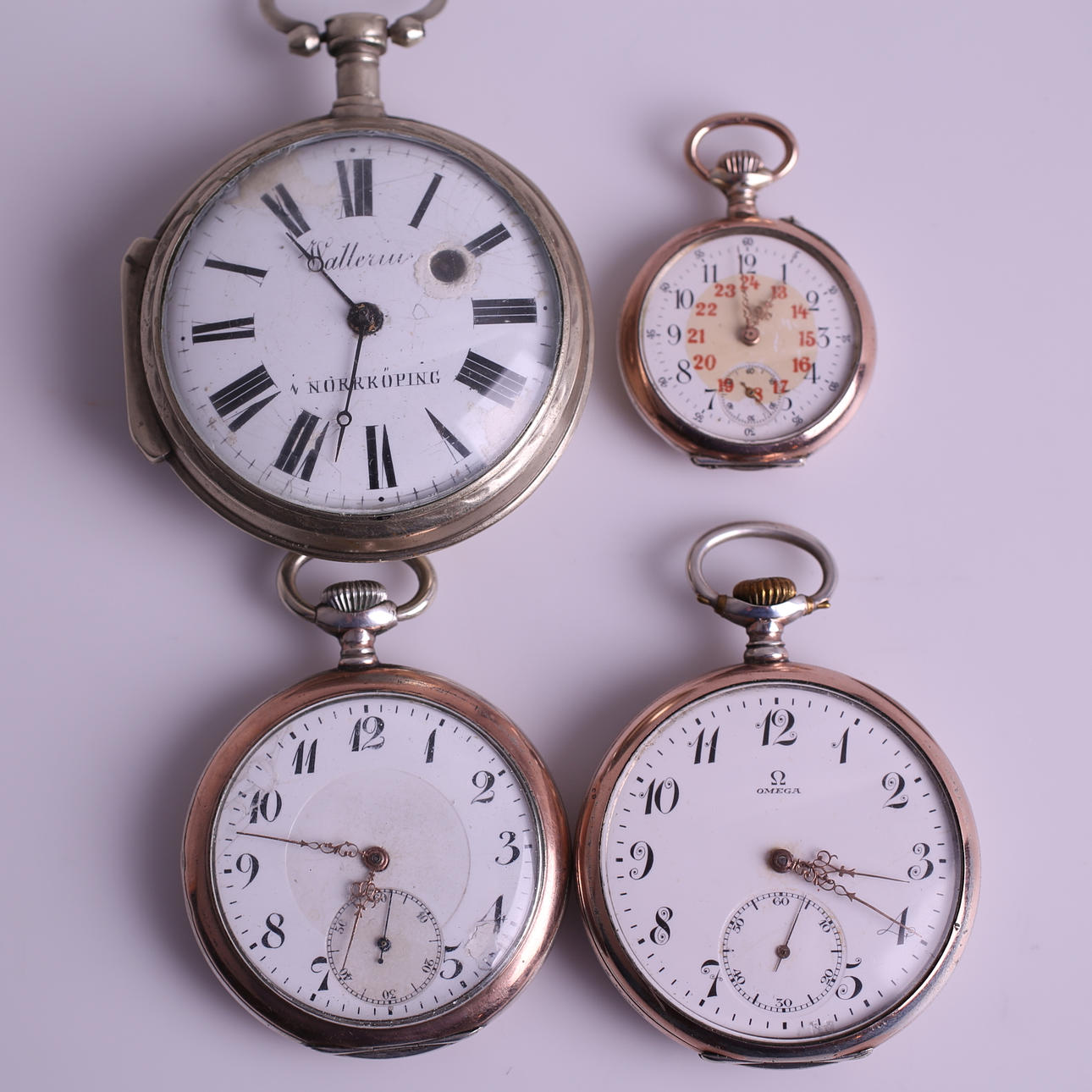 FICKUR, 4 st, Wallerin / Remontoir / GT / Omega, 18-/1900-tal.