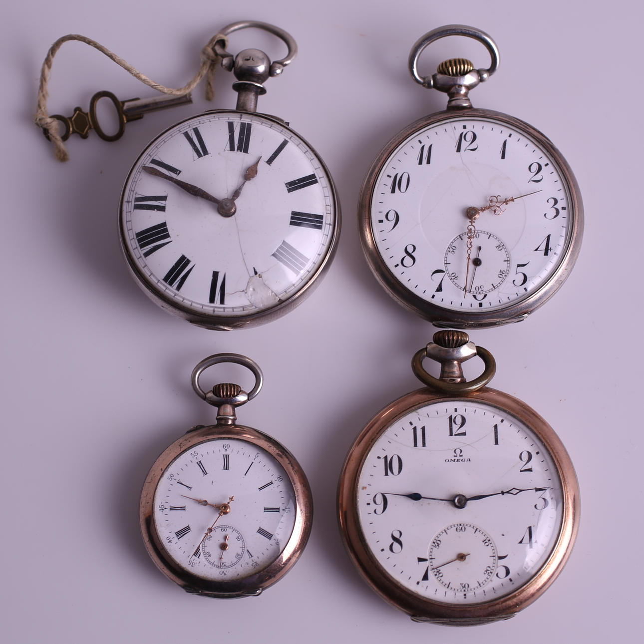 FICKUR, 4 st, omärkt / Hoisi / Marque LUC / Omega, 18-/1900-tal.