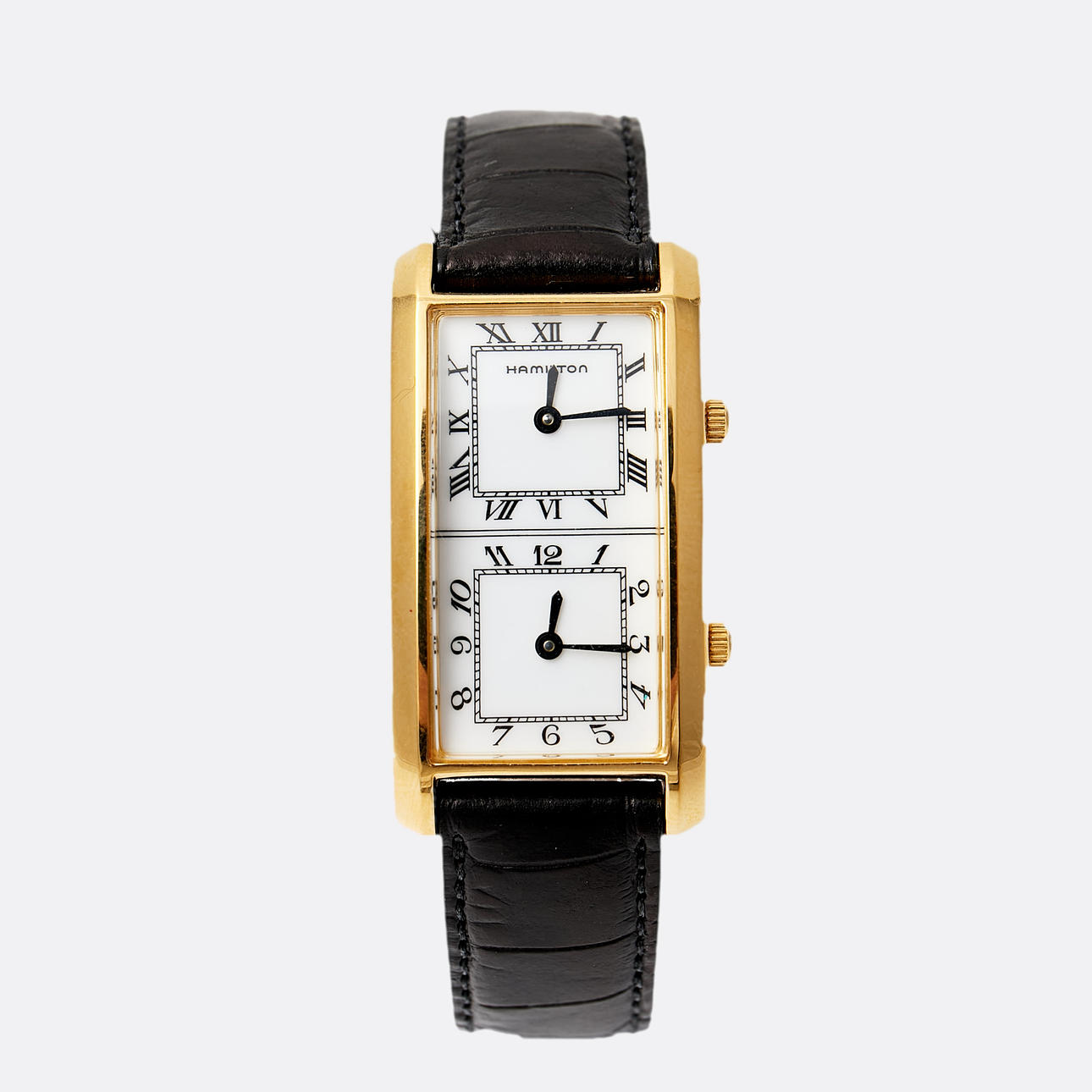 HAMILTON, wristwatch, Dual Time, gold plated.