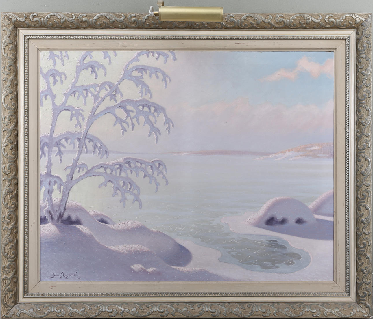 JEAN SKOGLUND. Vintermotiv, olja på duk, signerad.