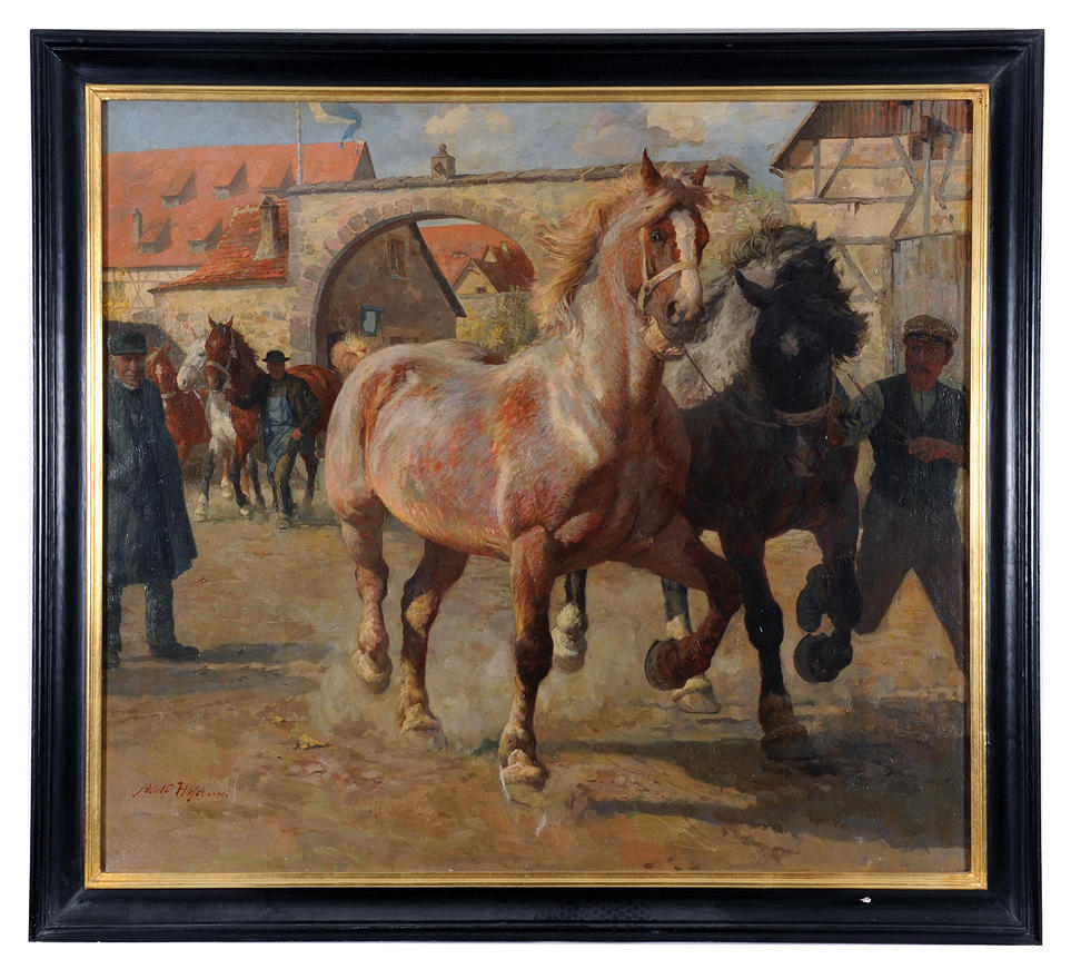 ADOLF HOSSE. "Pferdemarkt". Storformat.