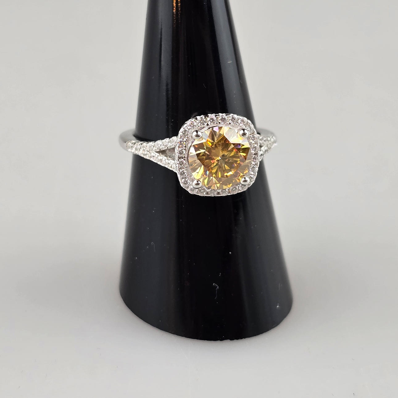 - Yellow moissanite ring 2.00 ct.- 925 sterling silver.