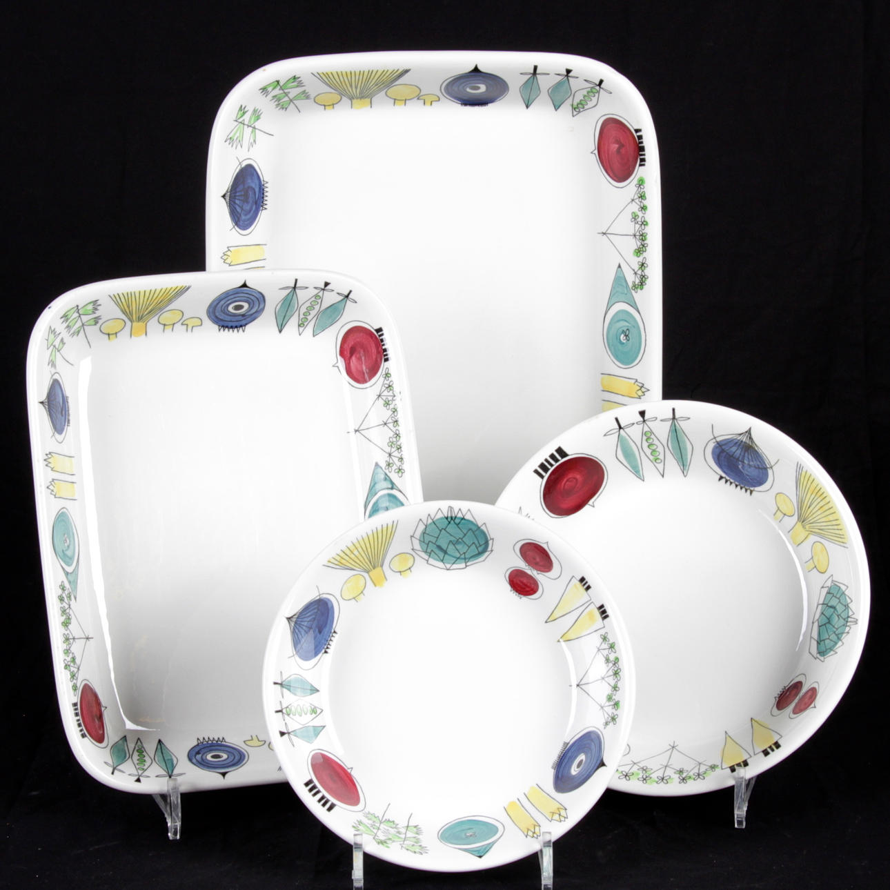 SERVISDELAR, 4 delar, porslin, "Picknick", Marianne Westman, Rörstrand.