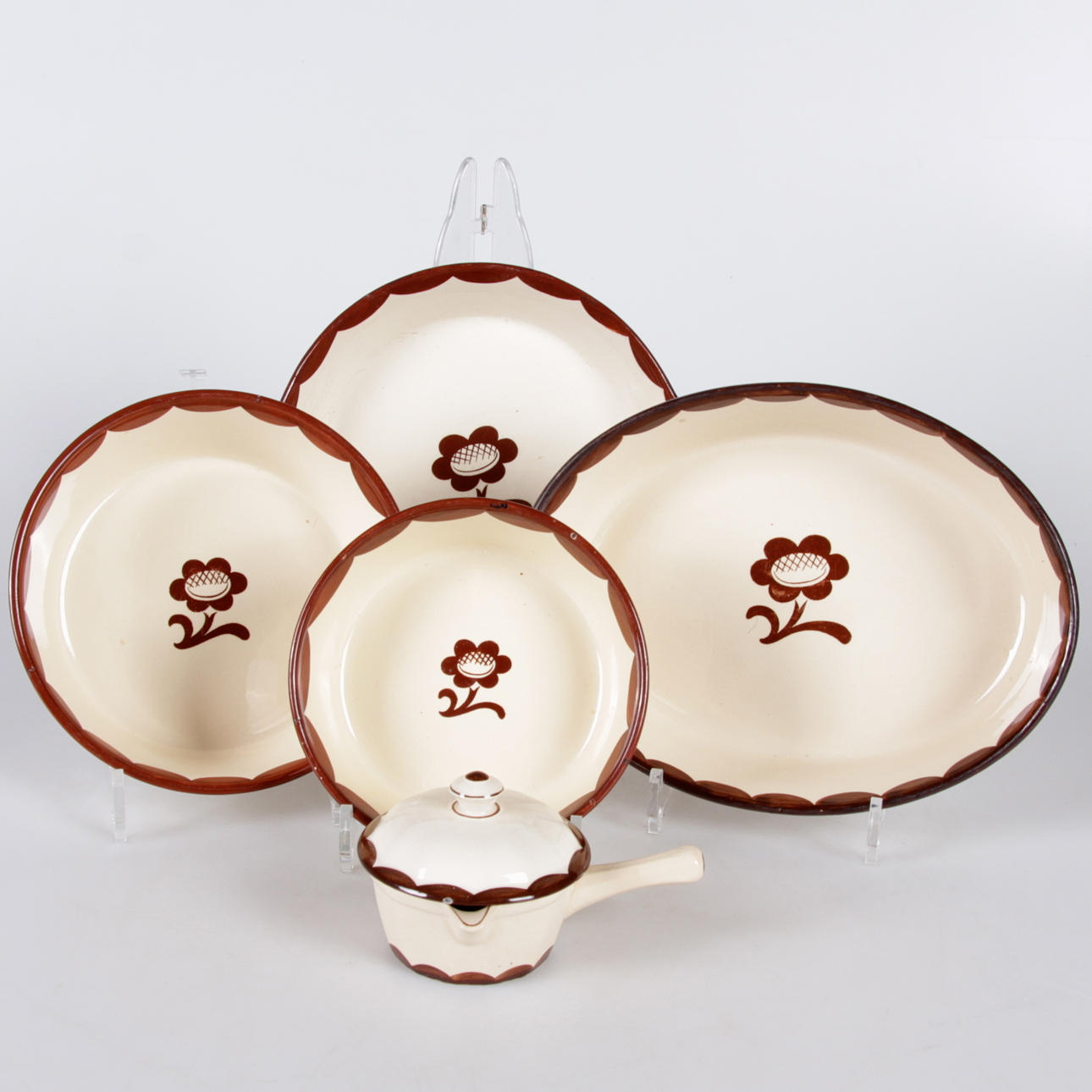 SERVISDELAR, 5 delar, flintgods, "Pyro", Wilhelm Kåge för Gustavsberg, 1900-tal.