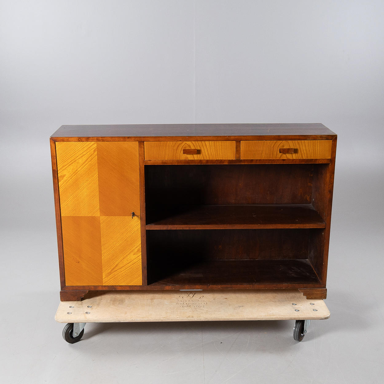 A bookcase, birch veneer, 1930s.