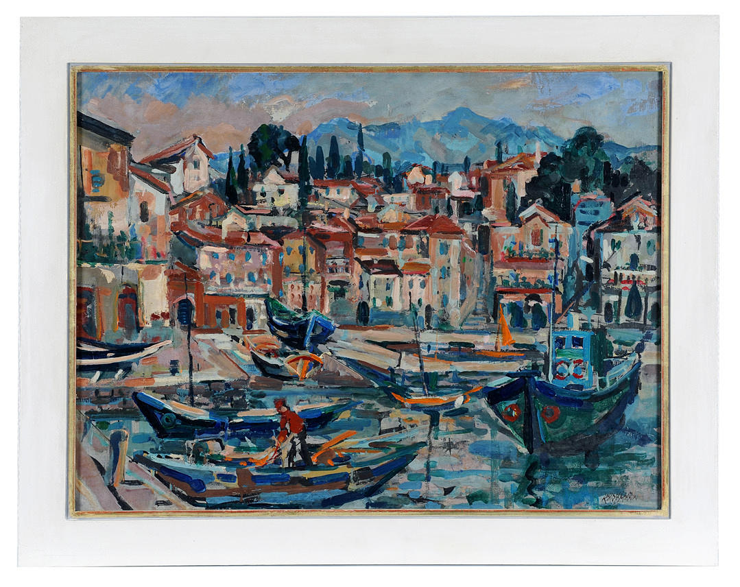 WILHELM KAUFMANN. ”Lovran”. Oljemålning på plåt, signerad. Vit galleribar.