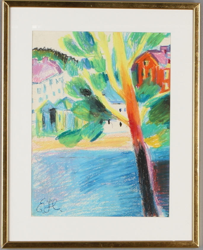 ESTER HENNING. pastell, signerad.