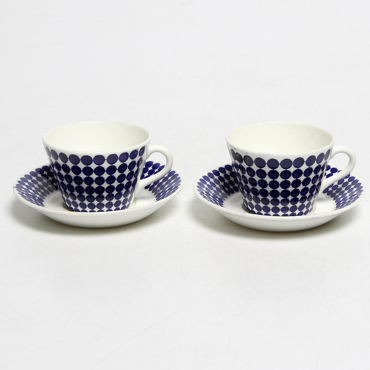 KAFFEKOPPAR med FAT, 4 delar, "Adam", Stig Lindberg, Gustavsberg, 1950-tal.