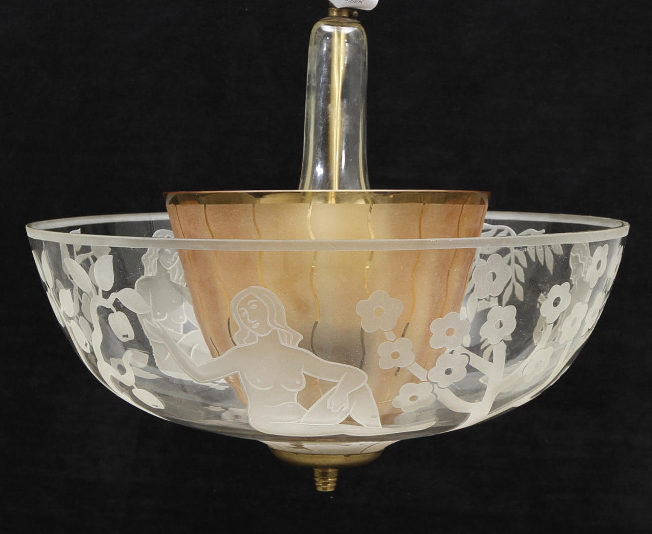 TAKLAMPA, glas, Glössner, 1940-tal.