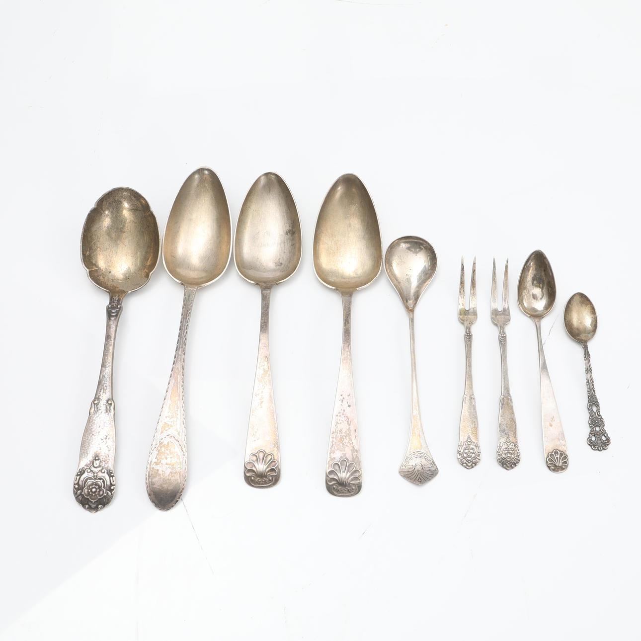 SILBERBESTECK, 9-teilig.