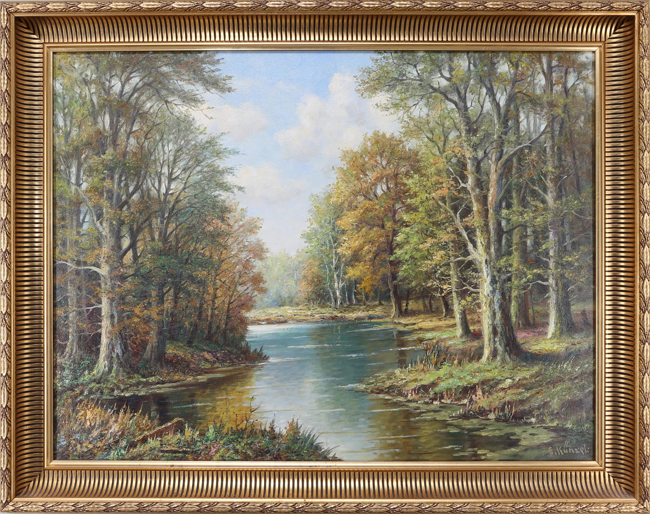 OIDENTIFIERAD KONSTNÄR. Landscape motif, oil on canvas, signed E. Künzel.