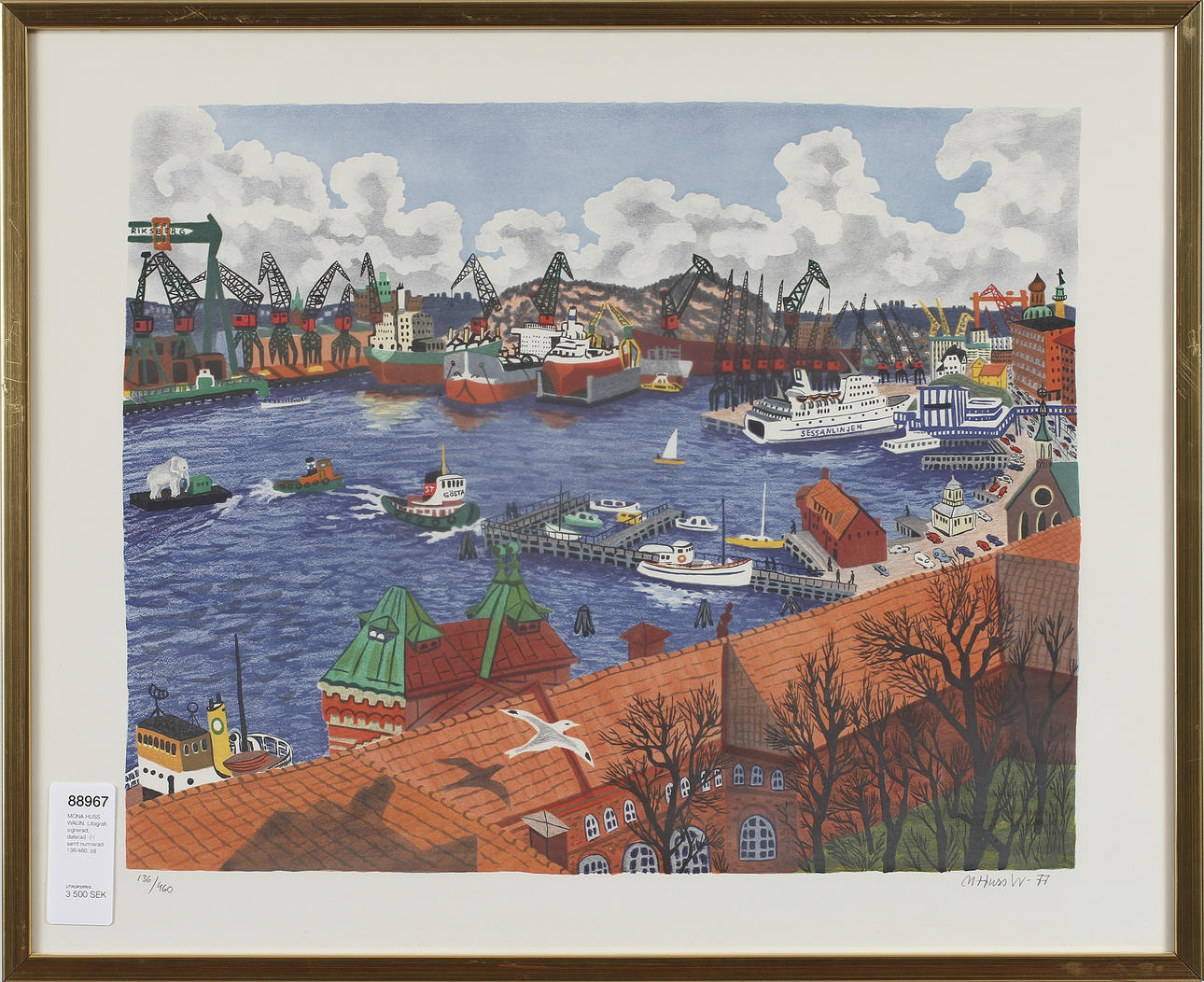 MONA HUSS WALIN. Litografi, signerad, daterad -71 samt numrerad 136/460.