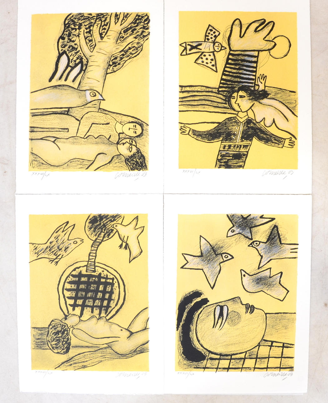 CORNELIS G VAN BEVERLOO CORNEILLE. Färglitografier, 4-stycken, i originalmapp.