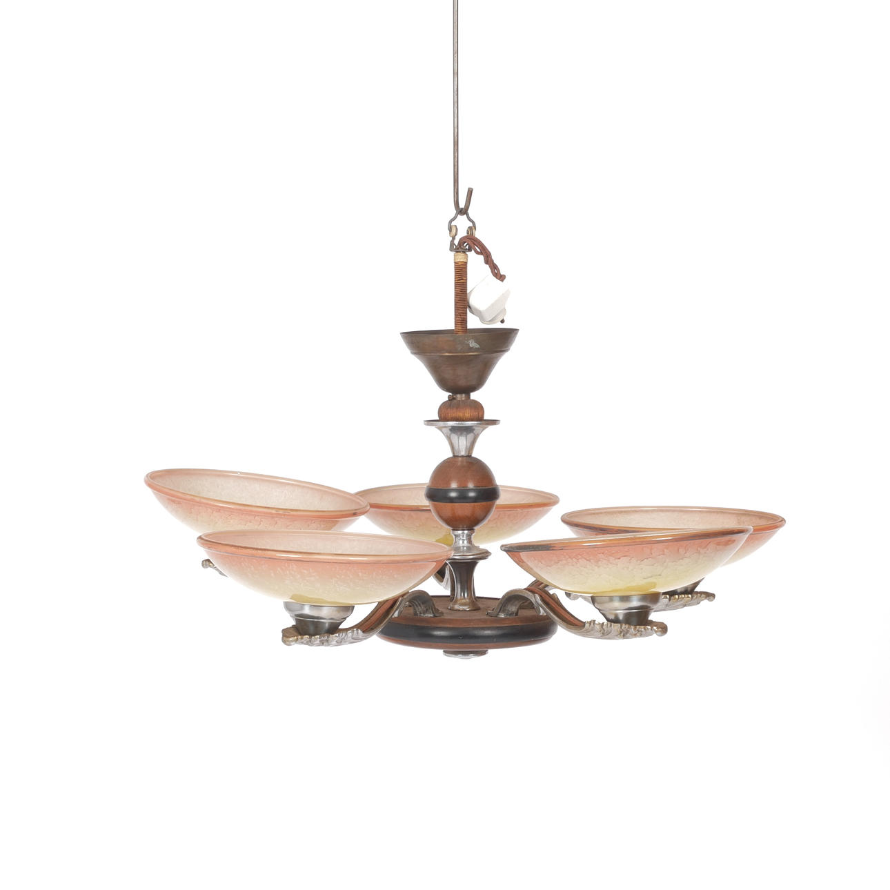 A 5-arm ceiling lamp, Art Deco, 1930s/40s.