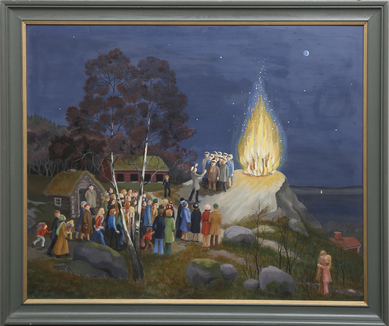 AGNETA SWIDÈN. "VALBORGSMÄSSOAFTON", olja på pannå.