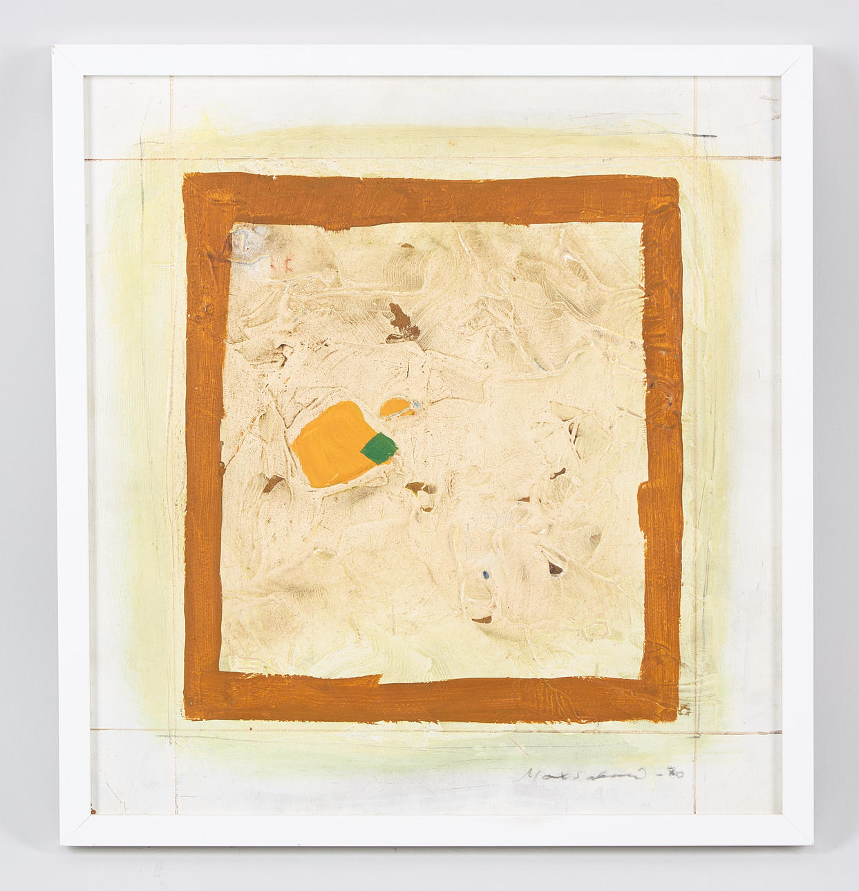 MAX SALMI. “Small composition”, signed and dated -70, oil on panel.