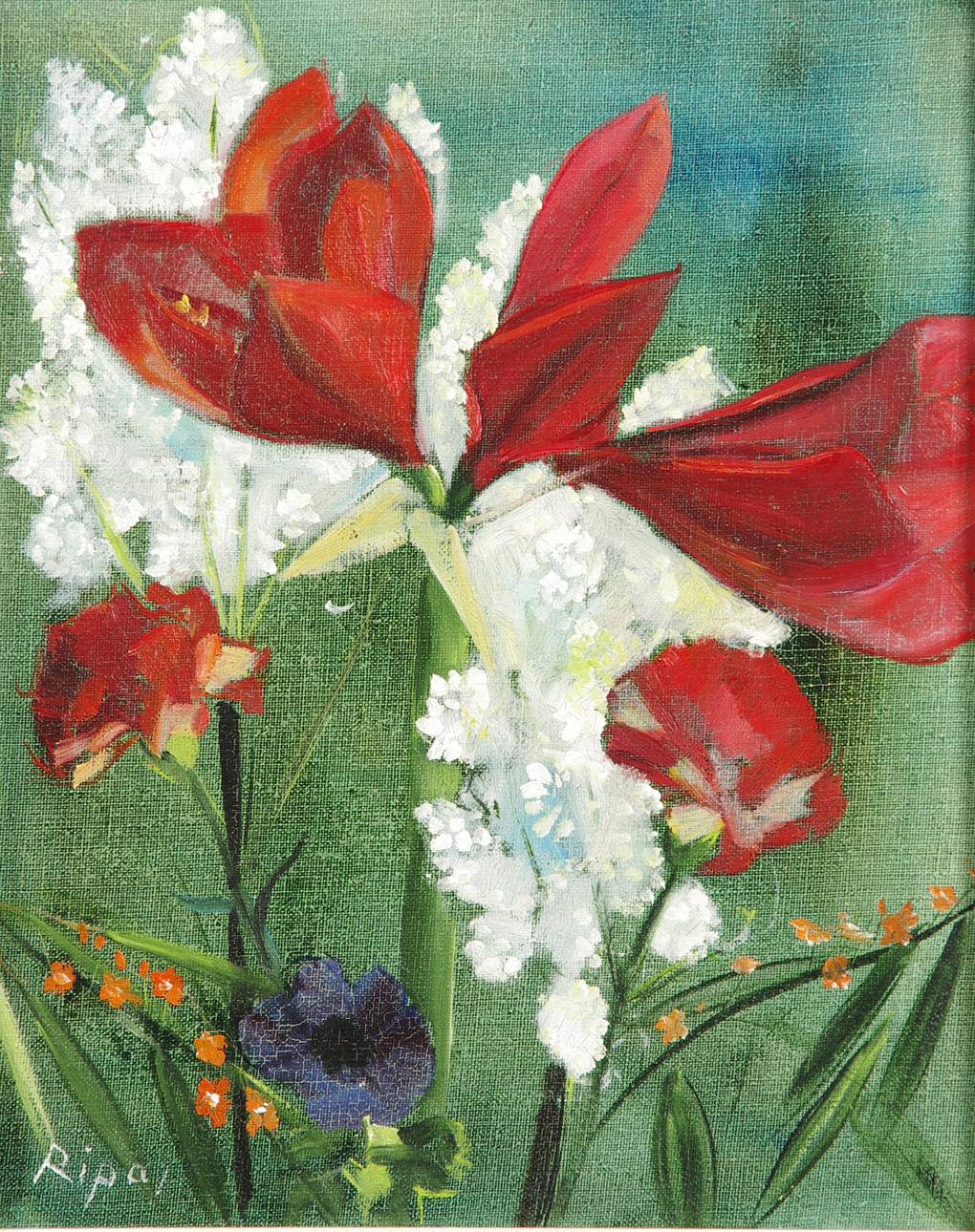 HANS RIPA. Blomsterstilleben, olja på duk, signerad Ripa.