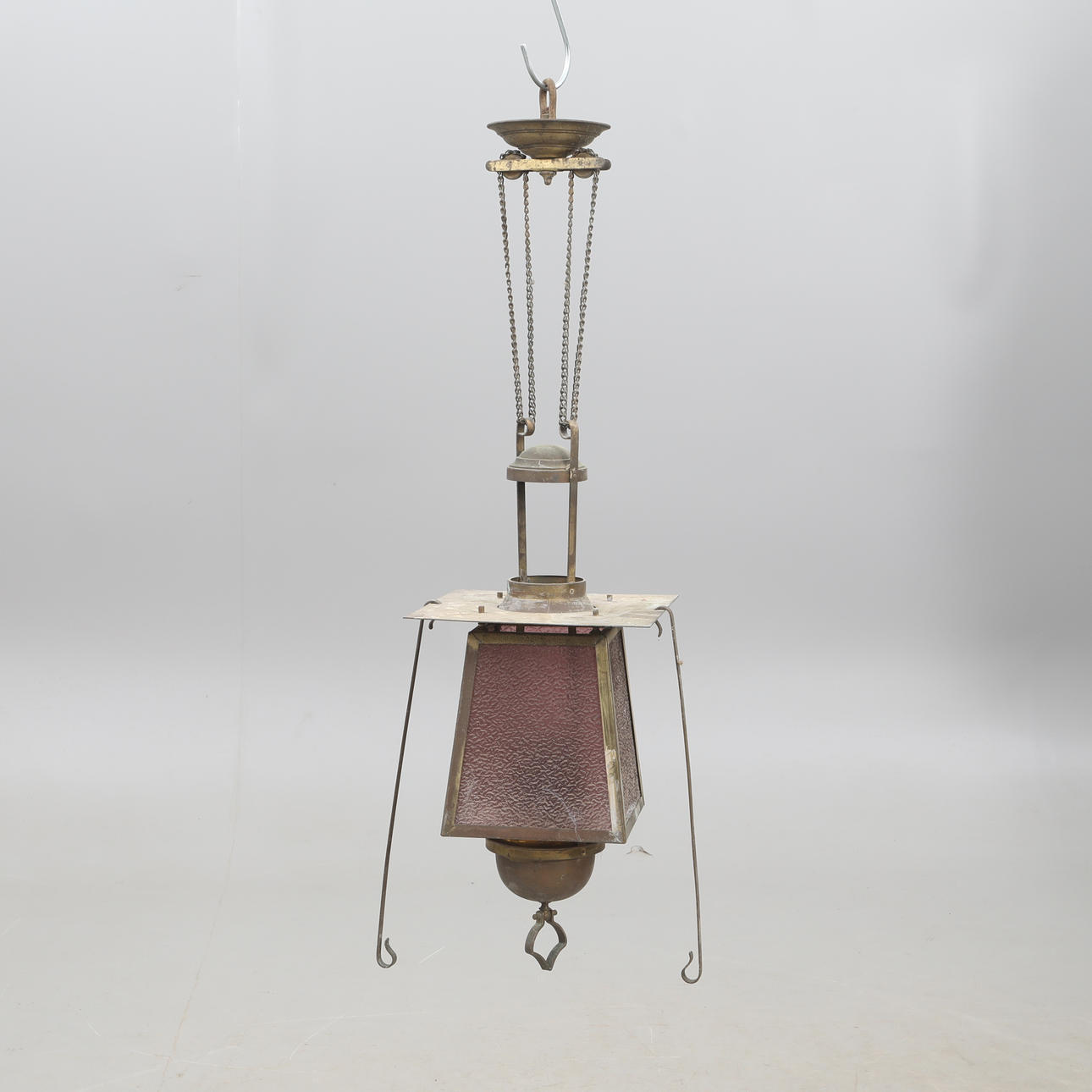 PHOTOVOLTAIK-DECKENLAMPE, Messing/Glas.