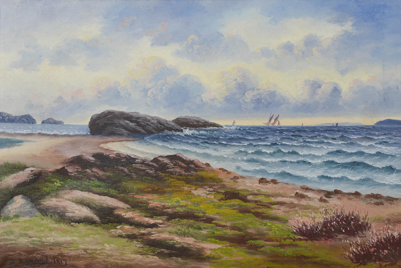 THORVALD RYGAARD. Havsvik, oil on canvas, signed, dated 1917.