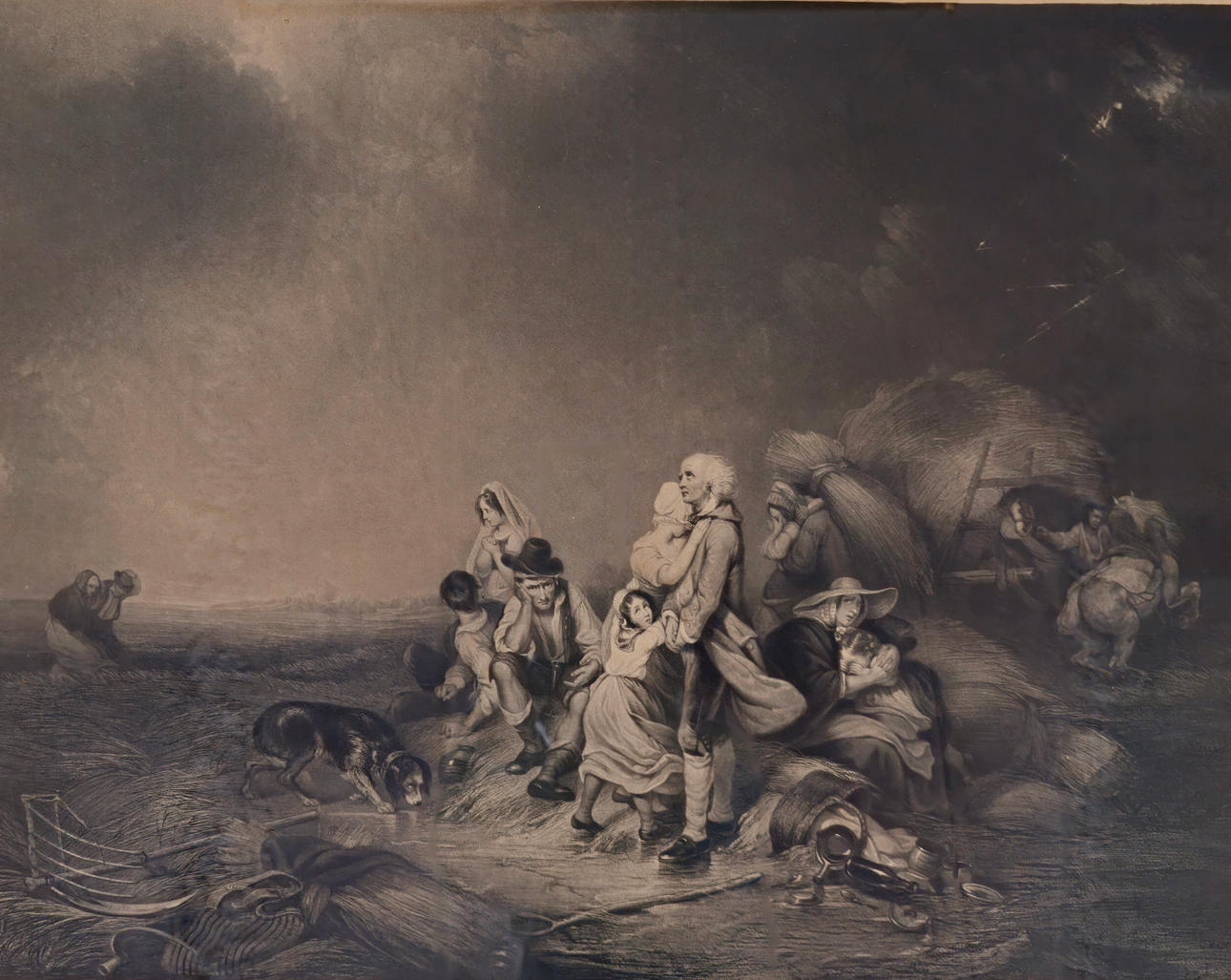 JOSEPH BEAUME. ENGRAVING “L'ORAGE PENDANT LA MOISSON”.