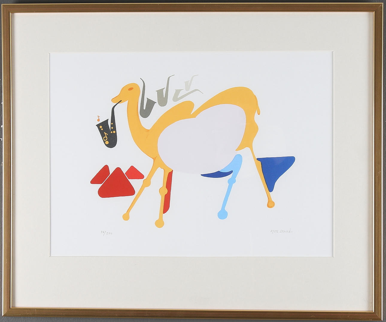 KJELL LÖNNÅ. Musikalisk kamel, litografi, signerad och numrerad 78/280.