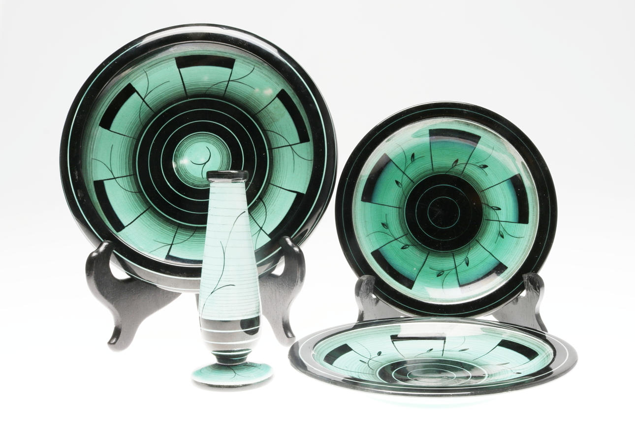 SKÅL, TALLRIKAR samt VAS, 4 delar, keramik, Ilse Claesson, Rörstrand.