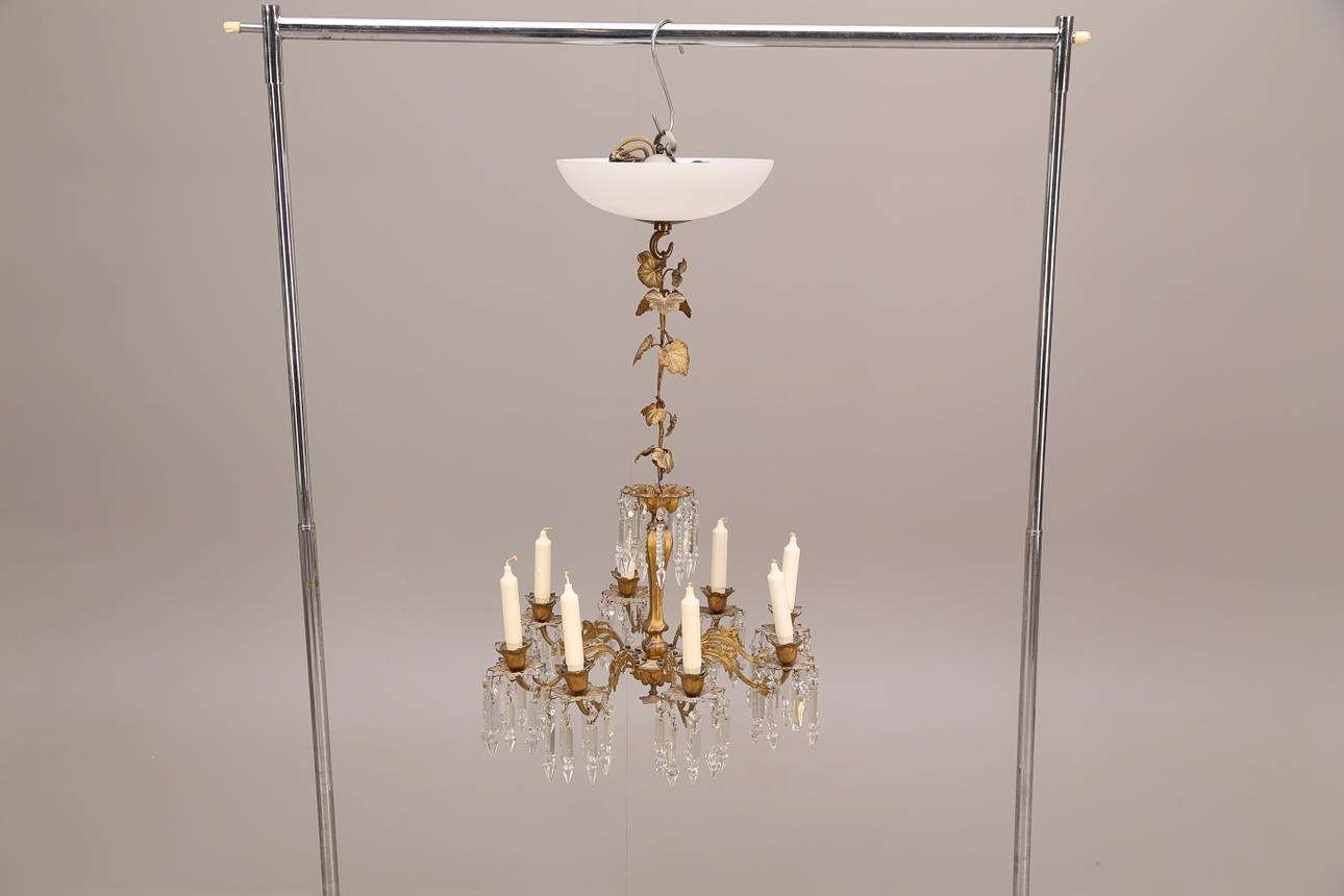 TAKARMATUR med ljuskrona, tvådelad, komplett, tidigt 1900-tal.