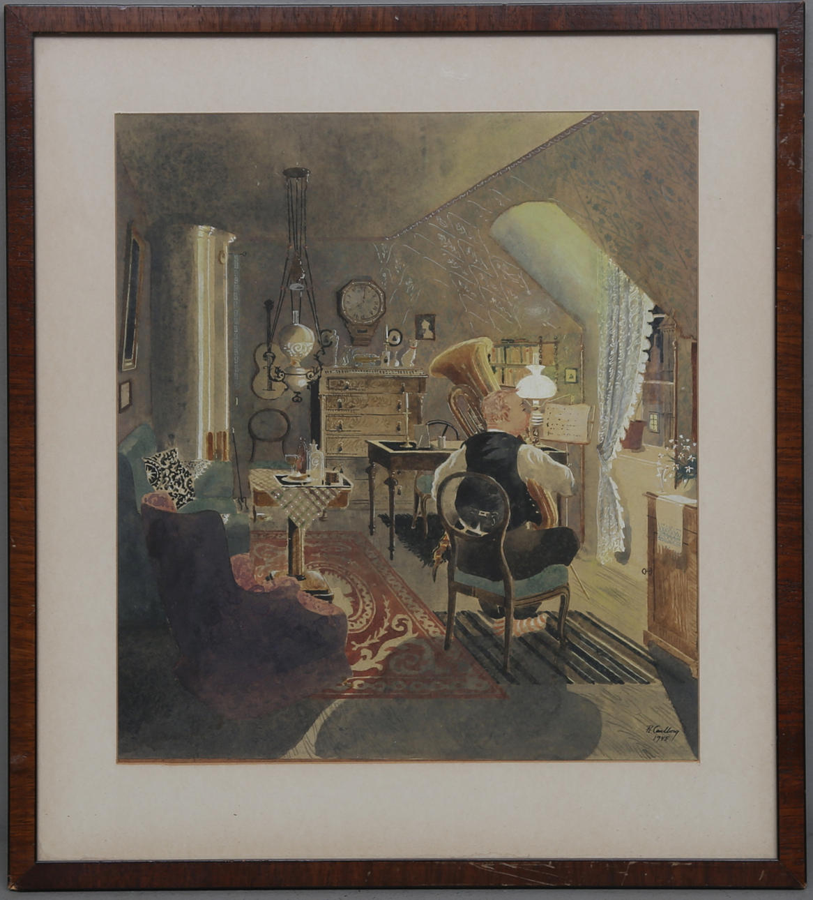 RUDOLF CARLBORG. Akvarell, signerad och daterad 1945.