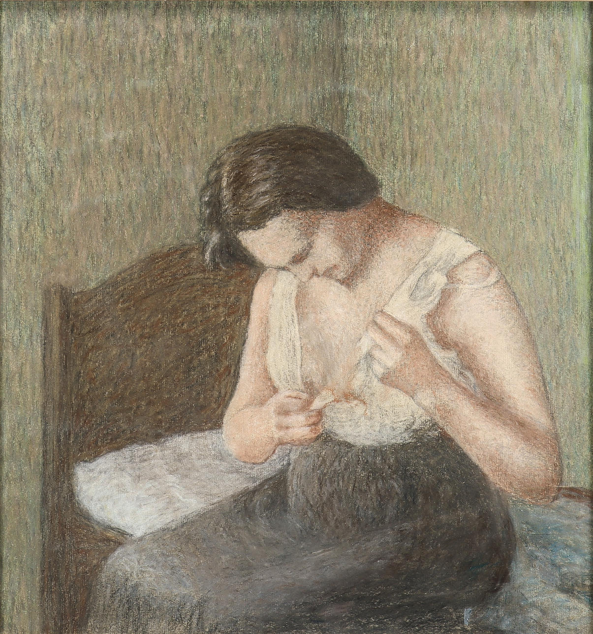 PER TELLANDER. Interior with woman on bed.