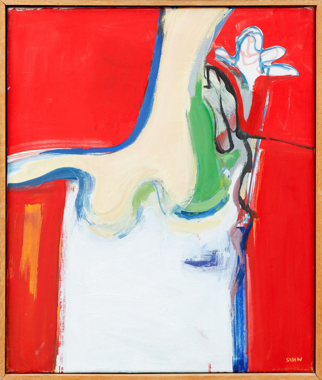 OIDENTIFIERAD KONSTNÄR. Composition, oil on canvas, signed Svan.