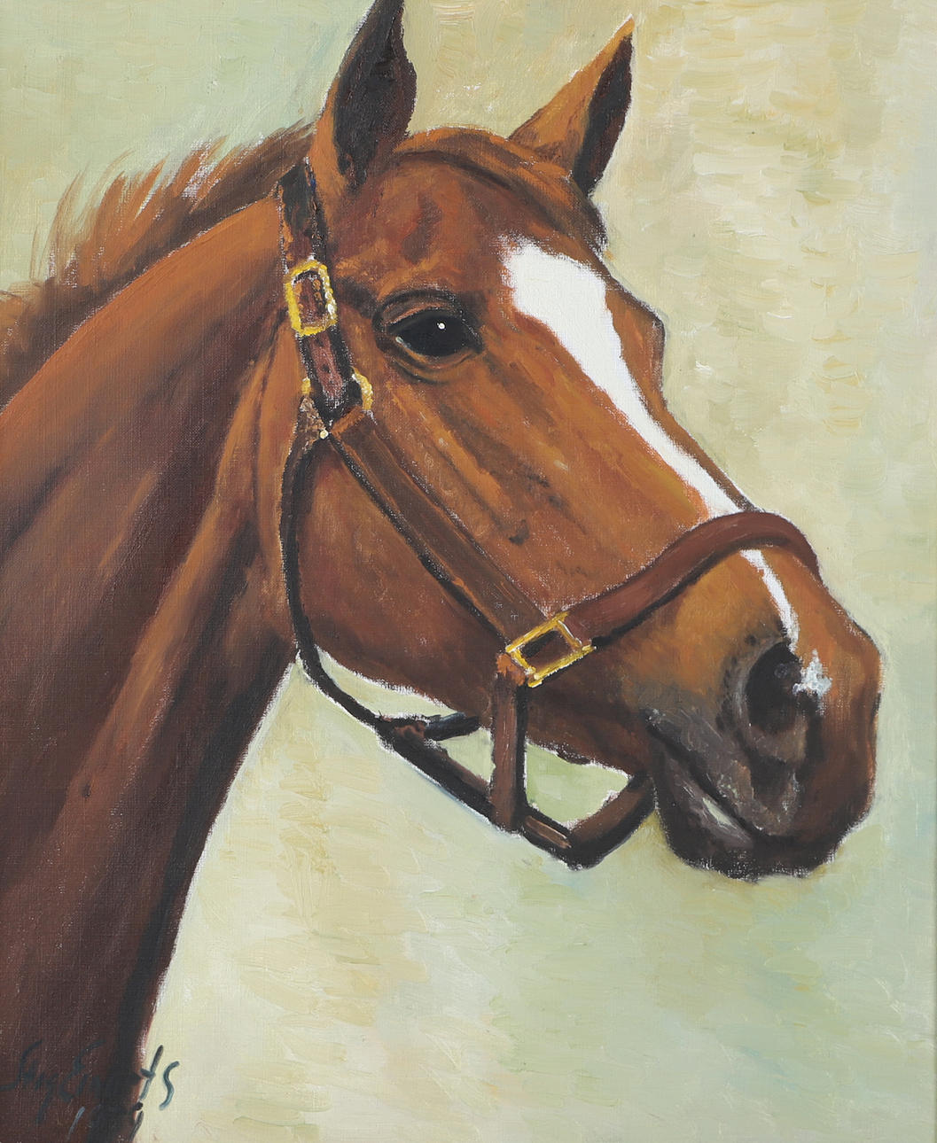 STIG EINERTS. Caballo, óleo sobre lienzo, firmado.