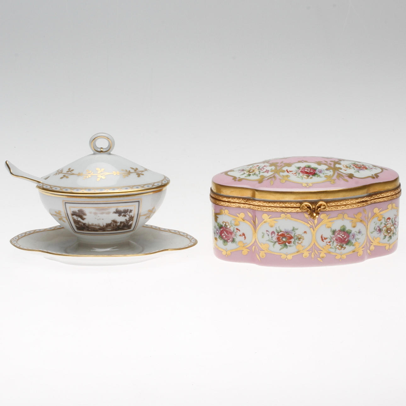 KERAMIK, 2 delar, Richard Ginori samt Limoges, 1900-tal.