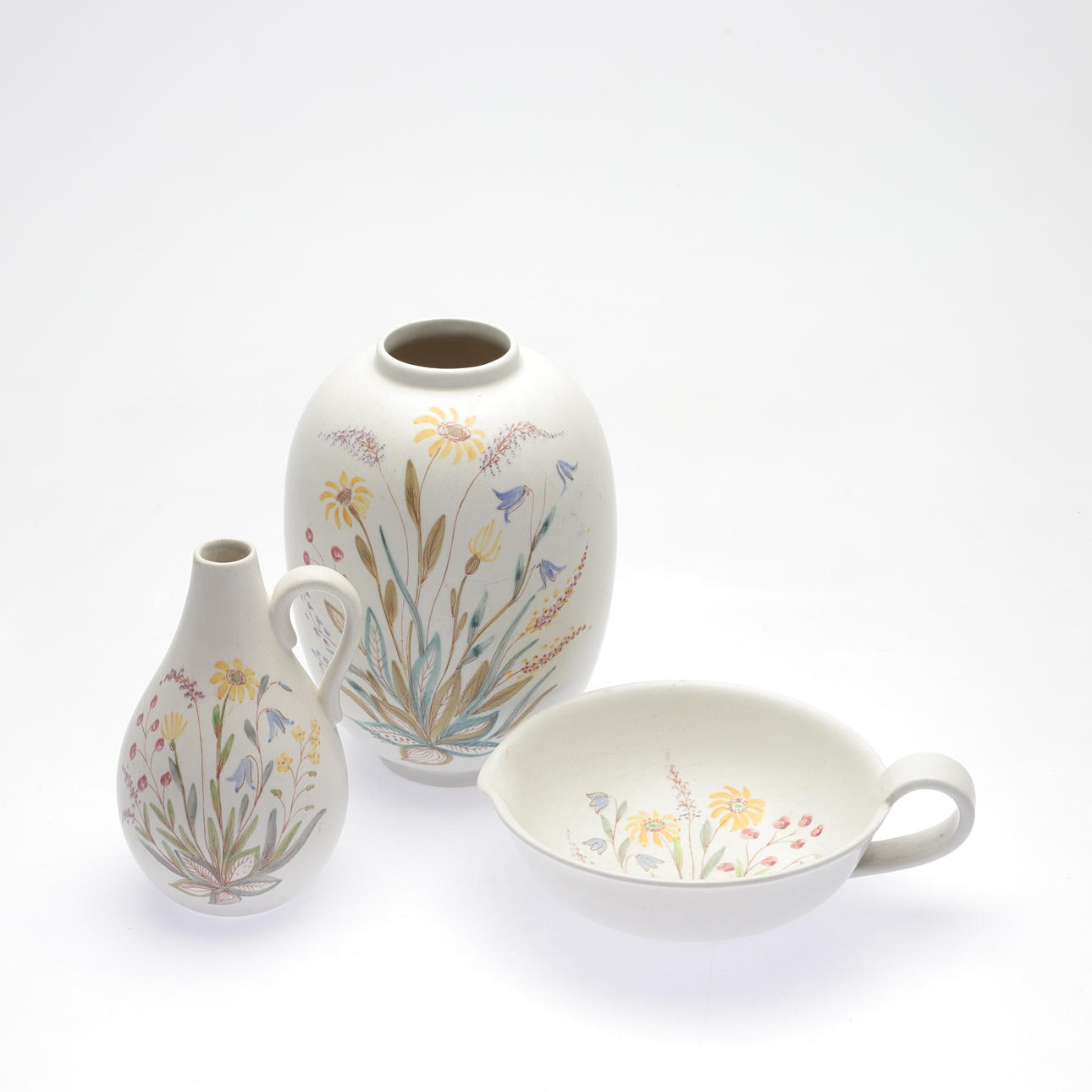 LARS THORÉN. Vase og skål, 3 dele, stentøj, Rörstrand.