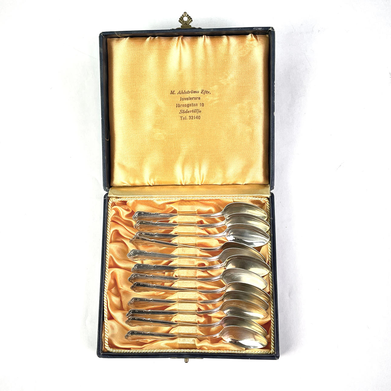 COFFEE SPOONS, 12 pcs, silver, GAB. In case.