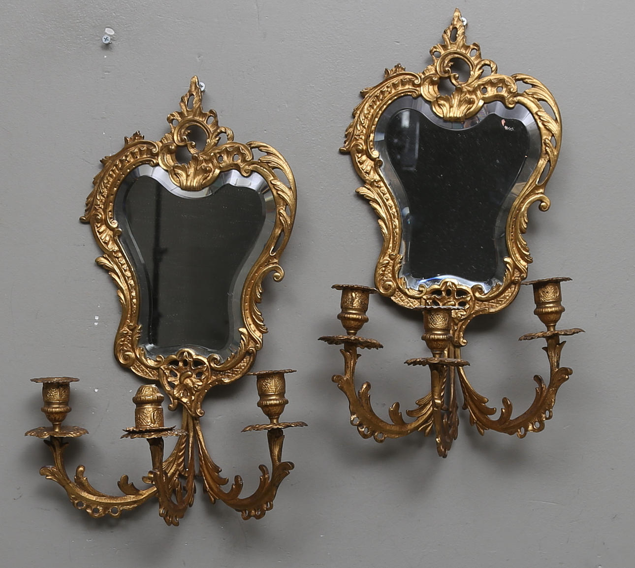 SPEGELLAMPETTER, ett par, nyrokoko, 1800/1900-tal.