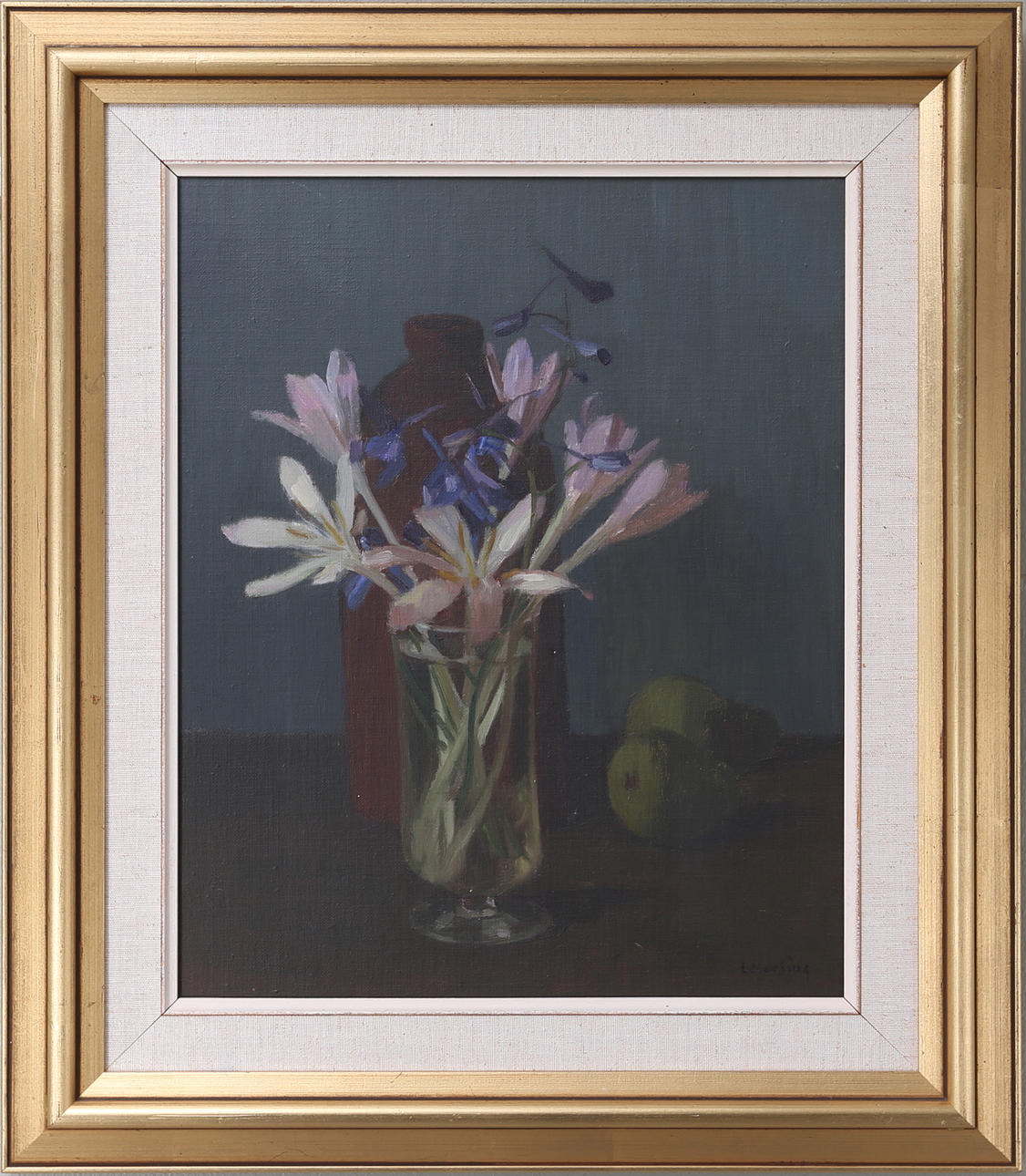 LEOPOLD MORSING. Blomsterstilleben, olja på pannå, signerad.