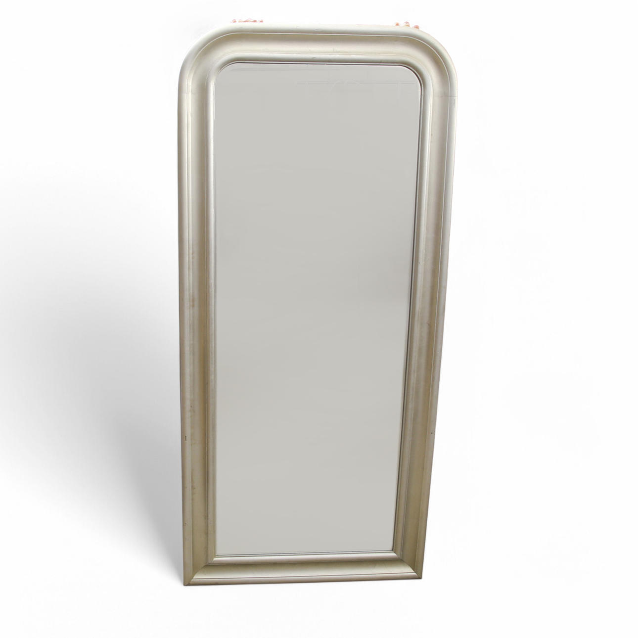 Ein silberfarbener Holzspiegel, Songe, IKEA, 1999.