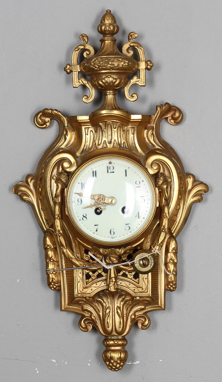 VÄGGPENDYL, förgylld brons, gustaviansk stil, urverk märkt japy freres co.