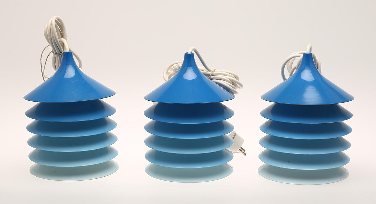 TAKLAMPA, plåt, 3 st "Duett", Bent Boysen, IKEA, 1900-talets andra hälft.