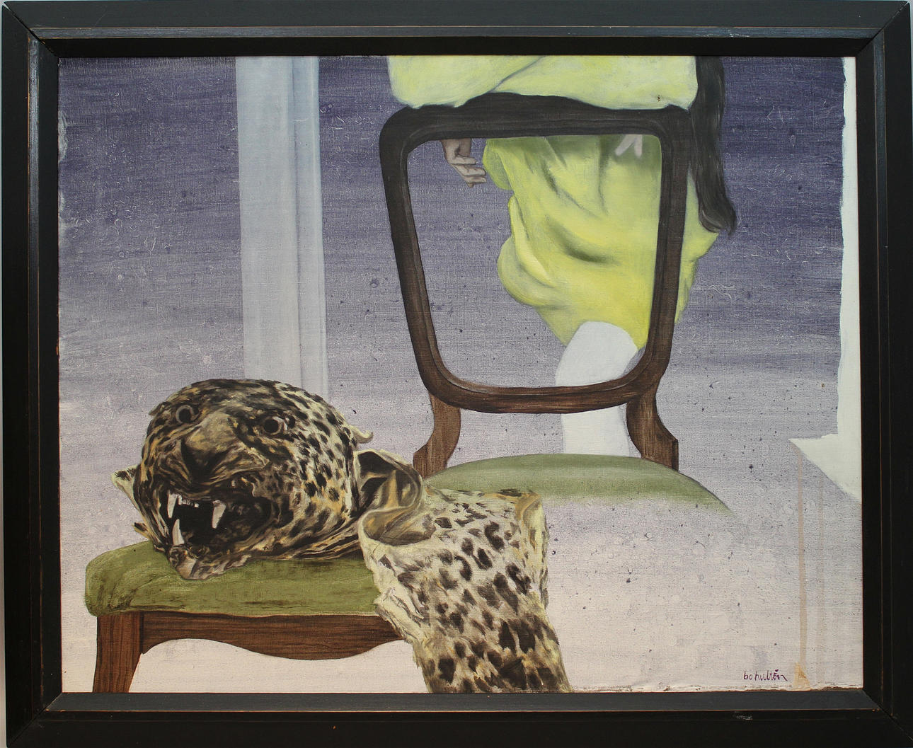 BO HULTÉN. "Delad stol". Olja på duk. Signerad.