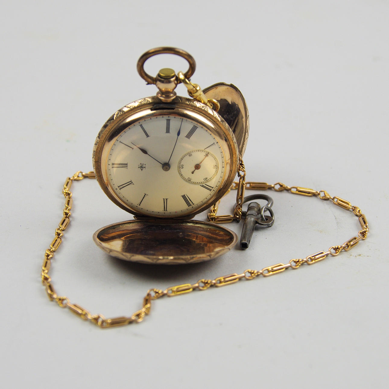 POCKET WATCH, key chain, case 18K gold, Elgin.